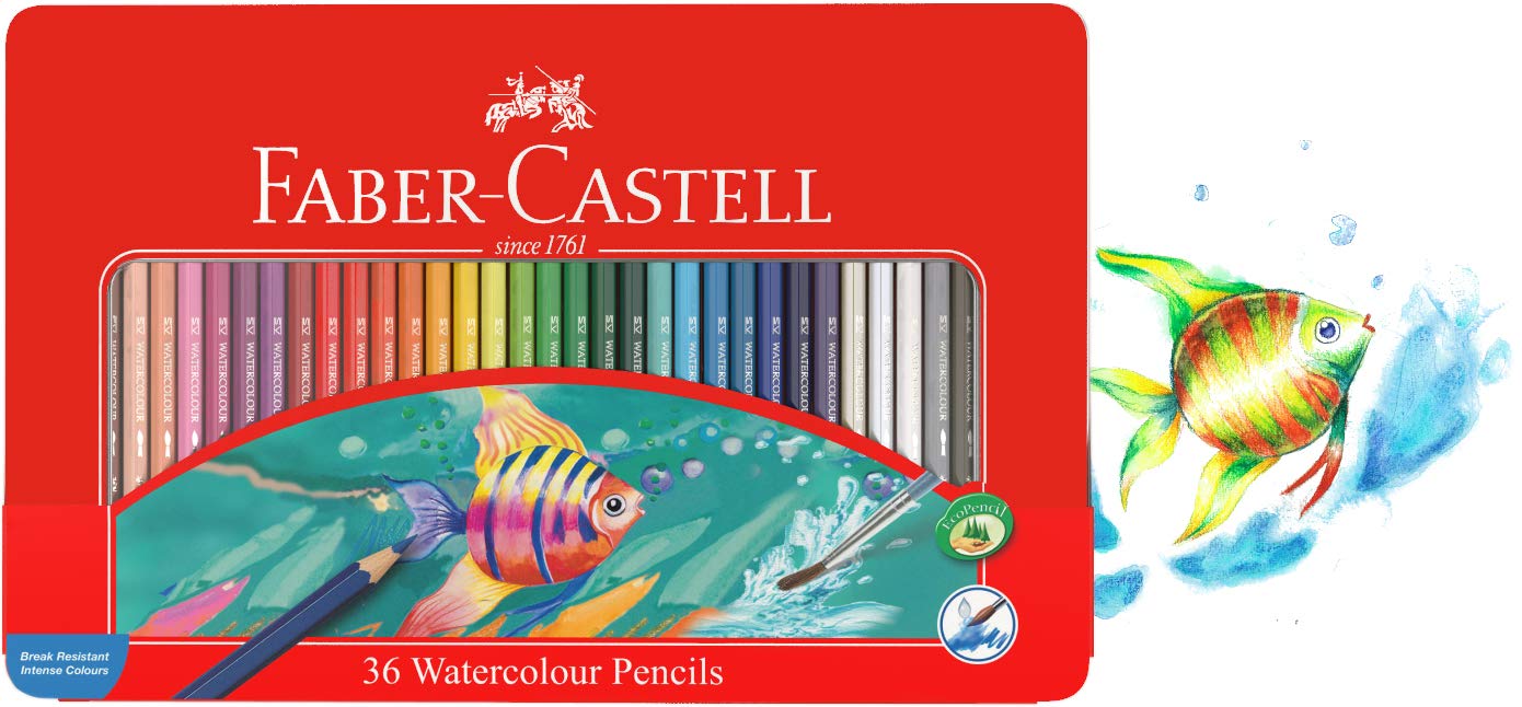 Faber-Castell - Red Watercolour Pencil Tin Set Of 36