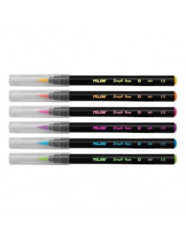 Box 6 brush tip fibrepens Fluo colours