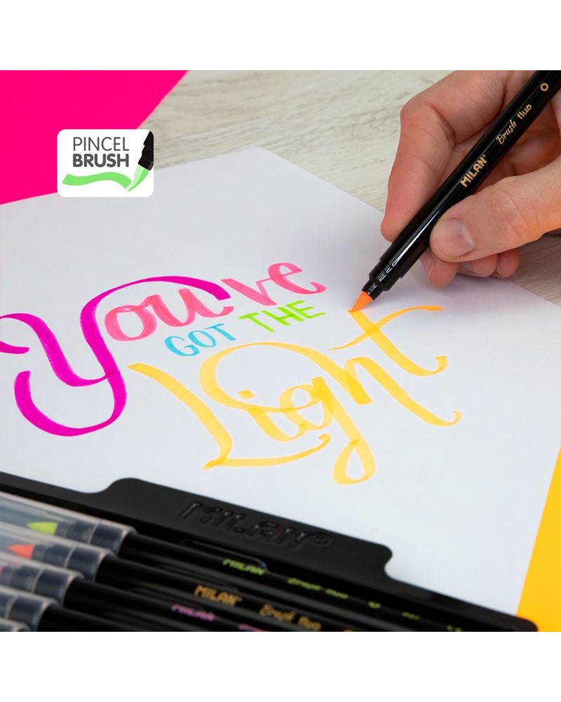 Box 6 brush tip fibrepens Fluo colours