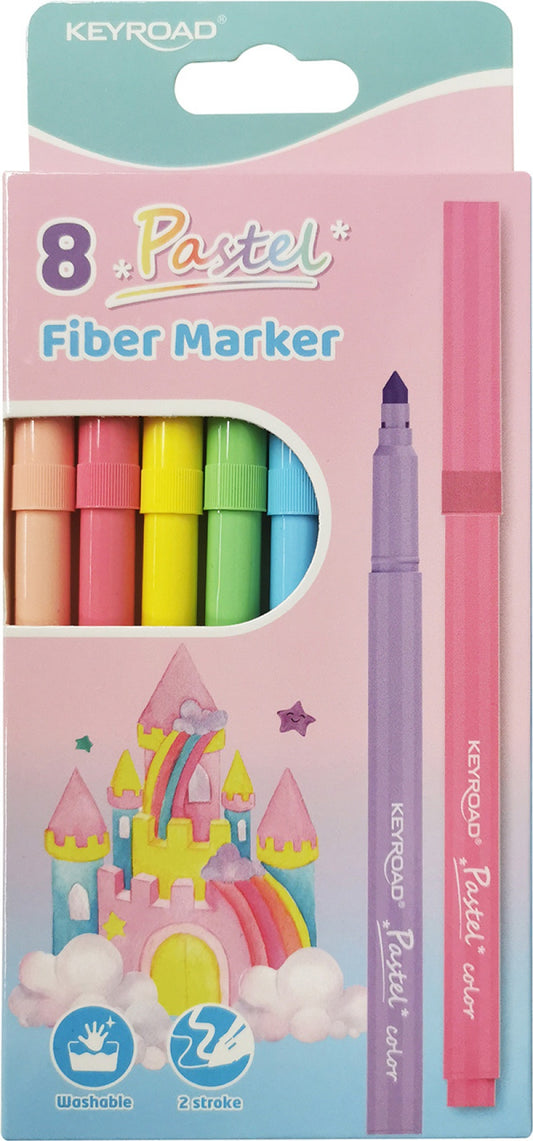 FELT-TIP PENS KEYROAD FIBER MARKER, 8 PCS, PENDANT, COLOR MIX