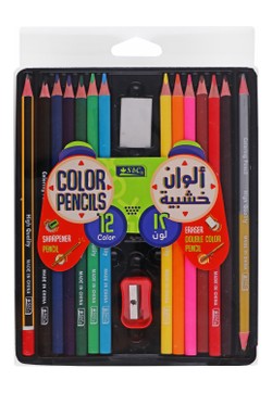 SbC Assorted Color Pencils with Sharpener & Dual Color Eraser