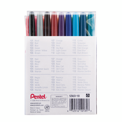 Pentel - Fibre Tip Color Pens Set 18PCS