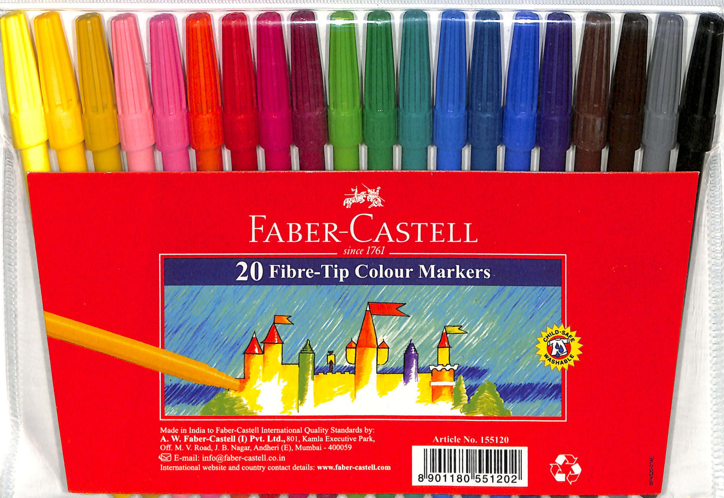 Faber-Castell Fibre-Tip Colour Markers Wallet of 20
