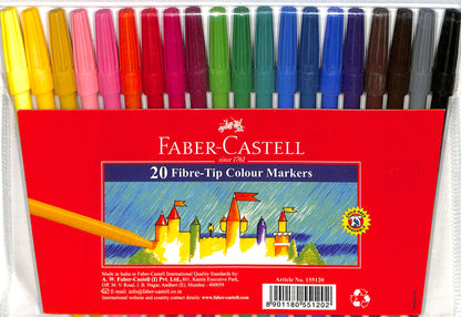 Faber-Castell Fibre-Tip Colour Markers Wallet of 20