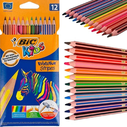 Kids Evolution Stripes Colouring Pencil - Assorted Colours